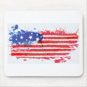 watercolor grunge American Flag Mouse Pad