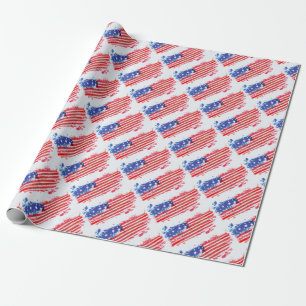 watercolor grunge American Flag Wrapping Paper