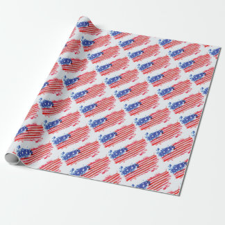 watercolor grunge American Flag Wrapping Paper