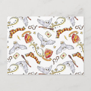 Watercolor GRYFFINDOR™ Hedwig Pattern Postcard