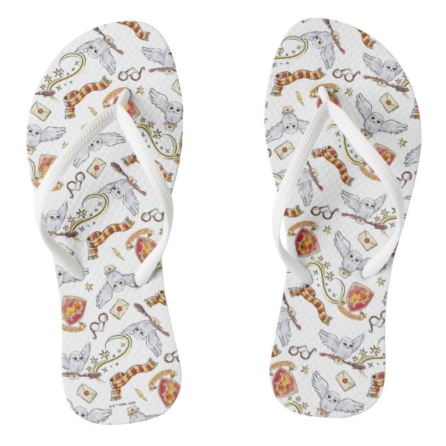 Watercolor GRYFFINDOR™ Hedwig Pattern Thongs (Footbed)