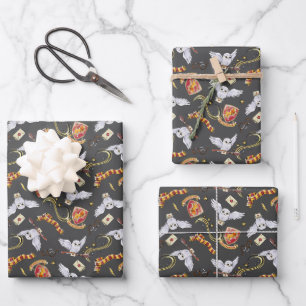 Watercolor GRYFFINDOR™ Hedwig Pattern Wrapping Paper Sheet