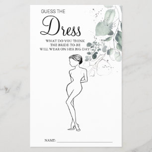 Watercolor Guess the Dress Bridal shower game card