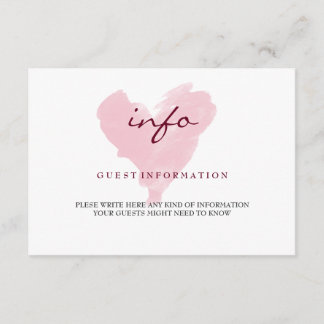 Watercolor Guest Information Card
