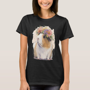 Watercolor Guinea Pig Flower Crown Floral Boho Aes T-Shirt