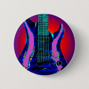 Watercolor Guitar 6 Cm Round Badge