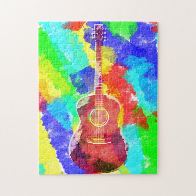 Watercolor Guitar Jigsaw Puzzle (Vertical)