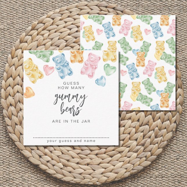 Watercolor Gummy Bears Baby Shower Game Enclosure Card (Creator Uploaded)