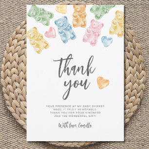 Watercolor Gummy Bears Baby Shower Thank You Card