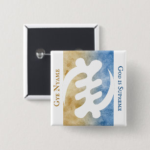 Watercolor Gye Nyame African Symbol with Meaning 15 Cm Square Badge