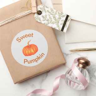 Watercolor halloween classic orange sweet pumpkin round sticker