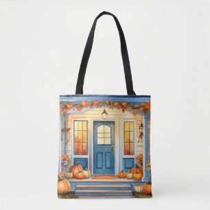 Watercolor Halloween Fall Pumpkins Autumn Leaves   Tote Bag