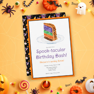Watercolor Halloween Layered Cake Birthday Invitation