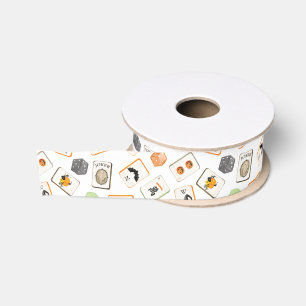 Watercolor Halloween Mahjong Tiles Grosgrain Ribbon
