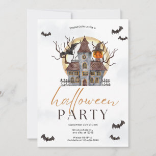Watercolor Halloween Party Invitation
