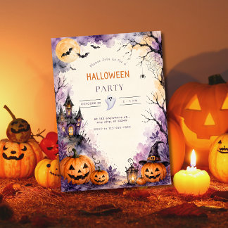 Watercolor Halloween Party Invitation Template