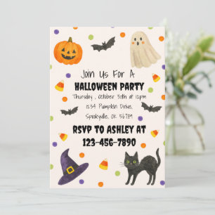 Watercolor Halloween Party Invite 