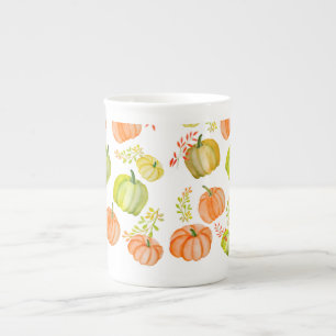 Watercolor Halloween pattern with pumpkins Bone China Mug