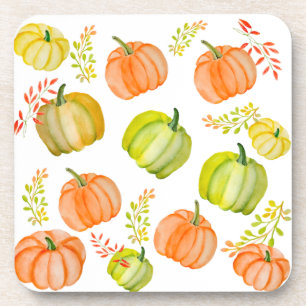Watercolor Halloween pattern with pumpkins Coaster
