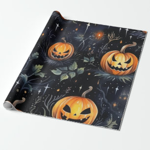 Watercolor Halloween Pumpkin Wrapping Paper