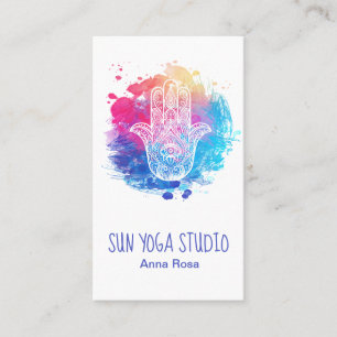 *~* Watercolor Hamsa Hand Yoga Sacred Business Card
