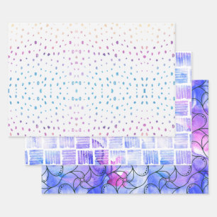 Watercolor Hand Drawn abstract square circle Wrapping Paper Sheet