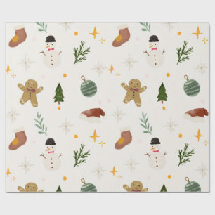 Watercolor Hand-Drawn Christmas Seamless Pattern  Wrapping Paper