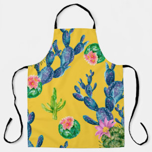 Watercolor hand drawn illustration with cactus and apron