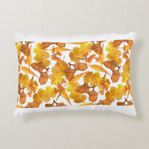watercolor hand drawn seamless pattern of autumn f decorative cushion