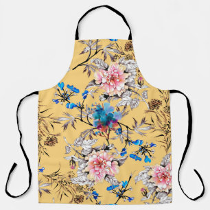 Watercolor hand drawn seamless pattern with beauti apron