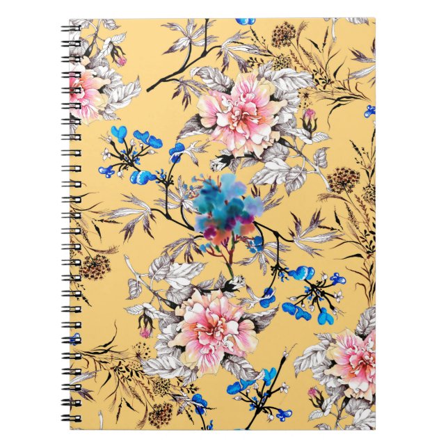 Watercolor hand drawn seamless pattern with beauti notebook (Front)