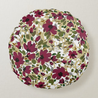 Watercolor hand drawn seamless pattern with beauti round cushion