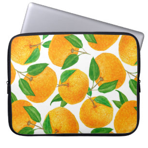 Watercolor hand drawn seamless pattern with bright laptop sleeve
