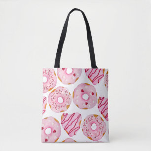 Watercolor hand drawn seamless pattern with pink s tote bag