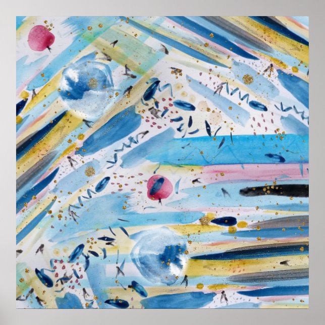 Watercolor hand paint abstract art poster (Front)