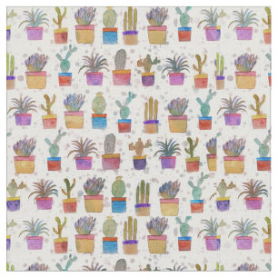 Watercolor hand paint cactus pattern fabric