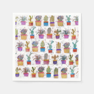 Watercolor hand paint cactus pattern napkin