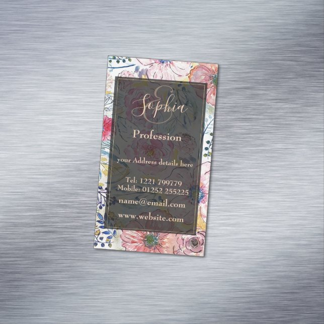 Watercolor hand paint floral design 	Magnetic business card (In Situ)