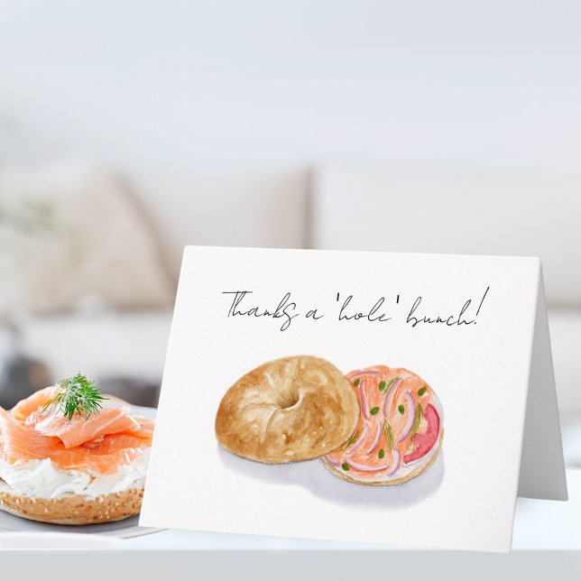 Watercolor Hand Painted Bagel With Salmon Card (Delight foodies and art lovers with this charming culinary masterpiece.)