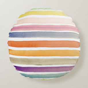 Watercolor hand painted brush strokes, banners. round cushion
