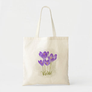 Watercolor Hand-painted Crocus Flowers  Tote Bag