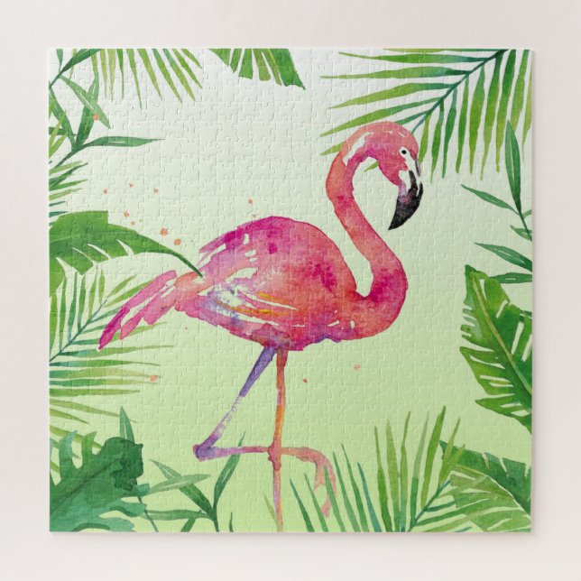 Watercolor Hand Painted Flamingo Art Jigsaw Puzzle (Vertical)