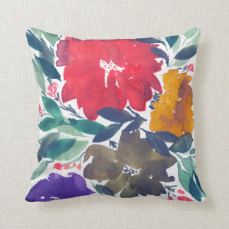 watercolor hand painted flowers pillow