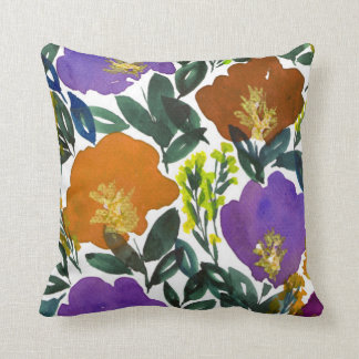 watercolor hand painted flowers pillow