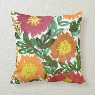 watercolor hand painted flowers pillow