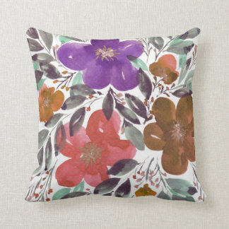 watercolor hand painted flowers pillow