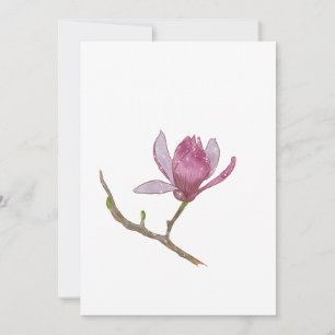Watercolor Hand-painted Magnolia Flower Invitation