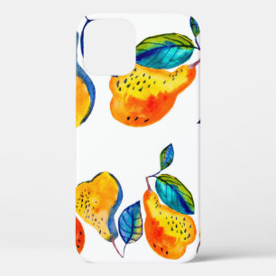 Watercolor hand painted pears in seamless border. iPhone 12 case