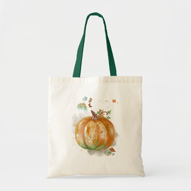 Watercolor Hand-painted Pumpkin  Tote Bag (Front)