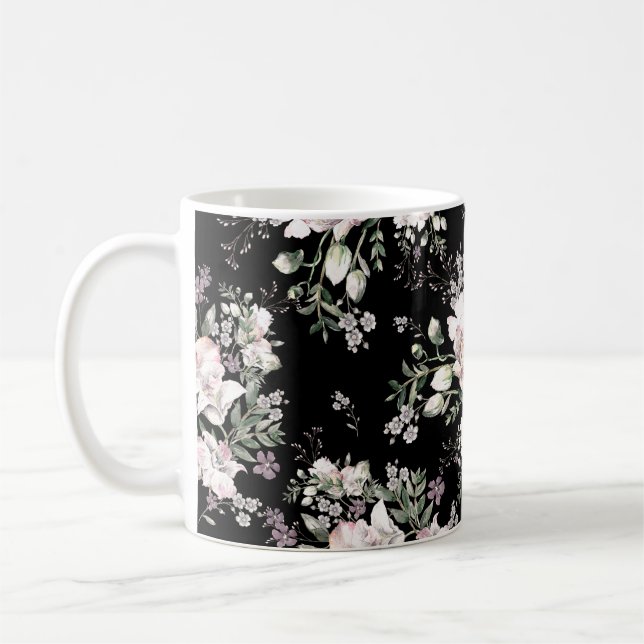 Watercolor hand painted seamless pattern with beau coffee mug (Left)